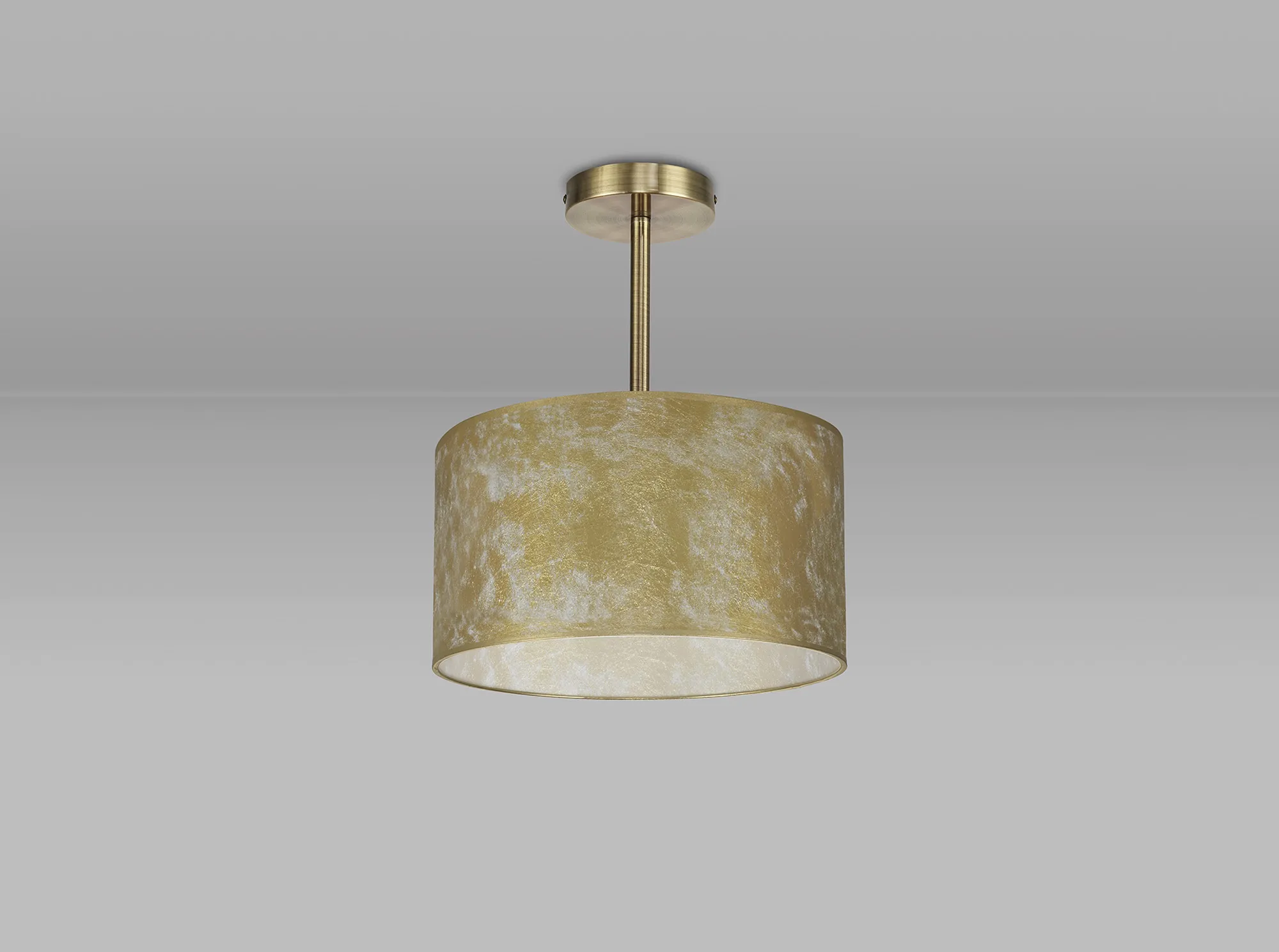 Baymont 30cm Semi Flush 1 Light Antique Brass; Gold Leaf DK0822  Deco Baymont AB GL